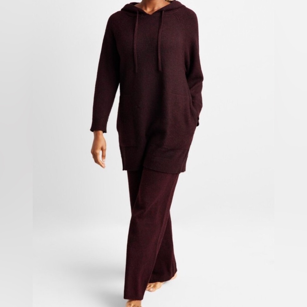 State of Day Women's Indulge & Rest Loungewear Tunic Hoodie Port Heather  Medium